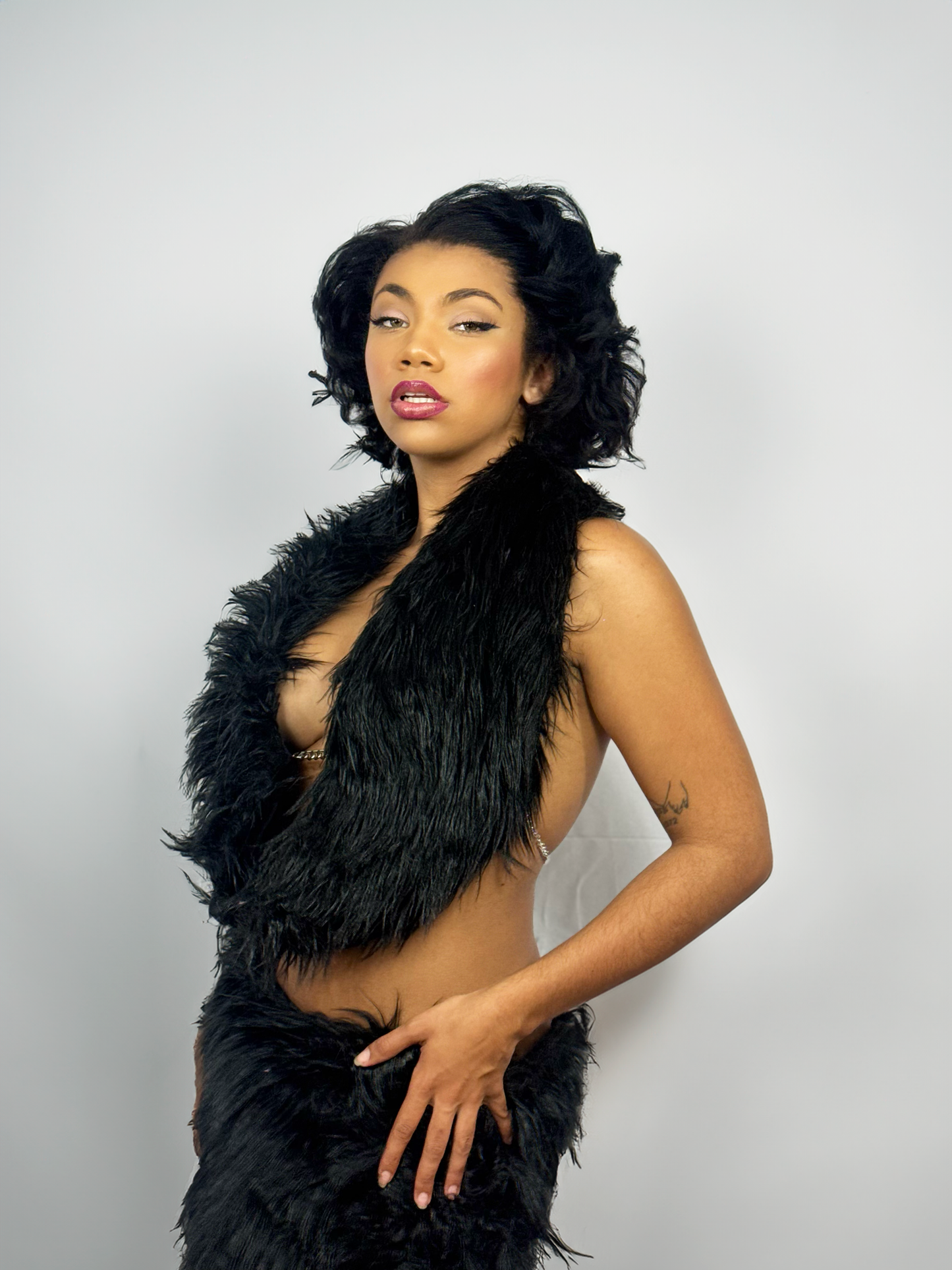 Backless Faux Fur Top