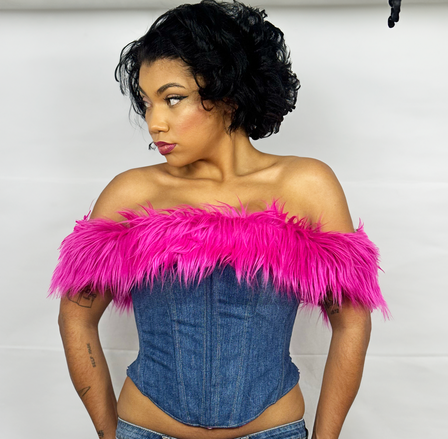 Fur and Dennim Corset