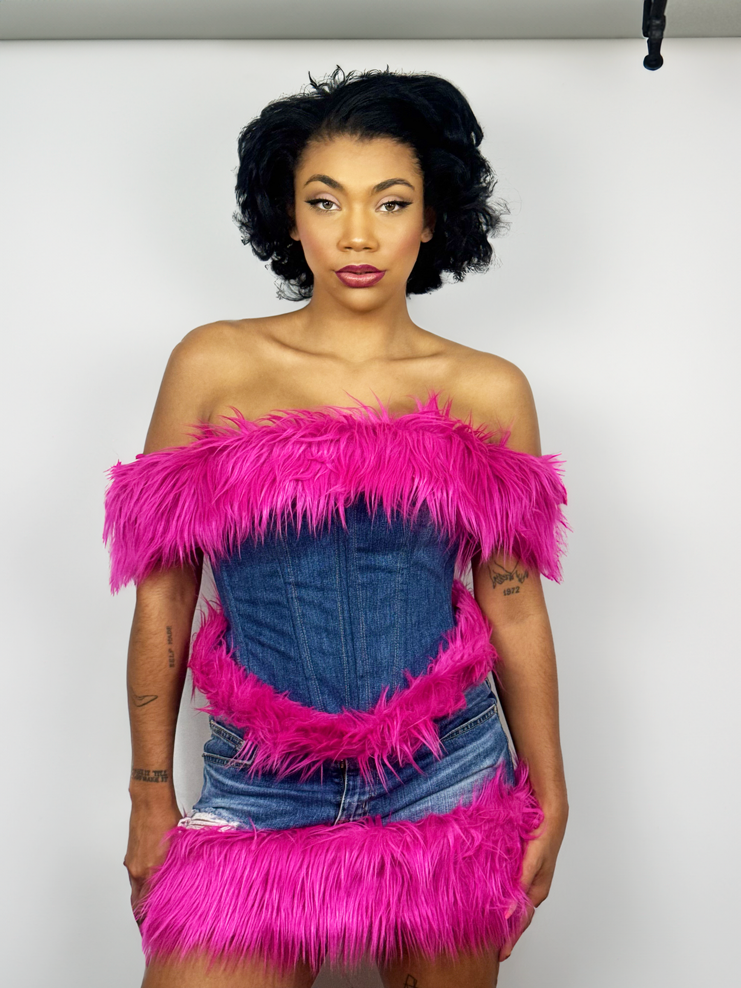 Fur and Dennim Corset