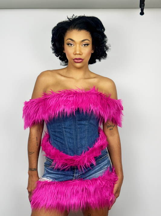 Fur and Dennim Corset
